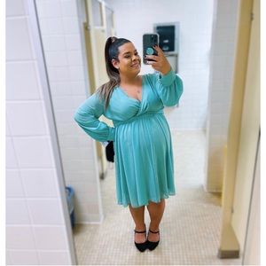 Mint Green Chiffon Plus Maternity Wrap Dress